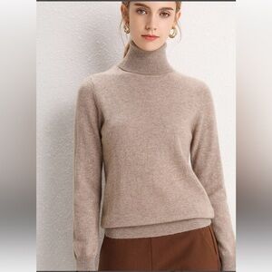 Morgan Tylor Cashmere Women's Tan Turtleneck Sweater , Size S